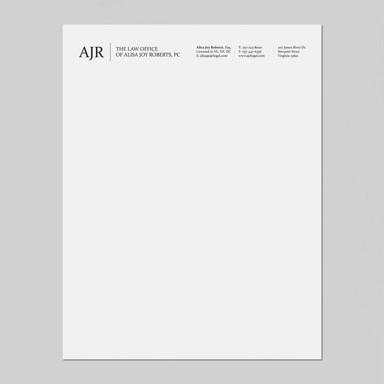 Letterhead Design by logodentity for The Law Office of Alisa Joy Roberts, PC | Design #12570144