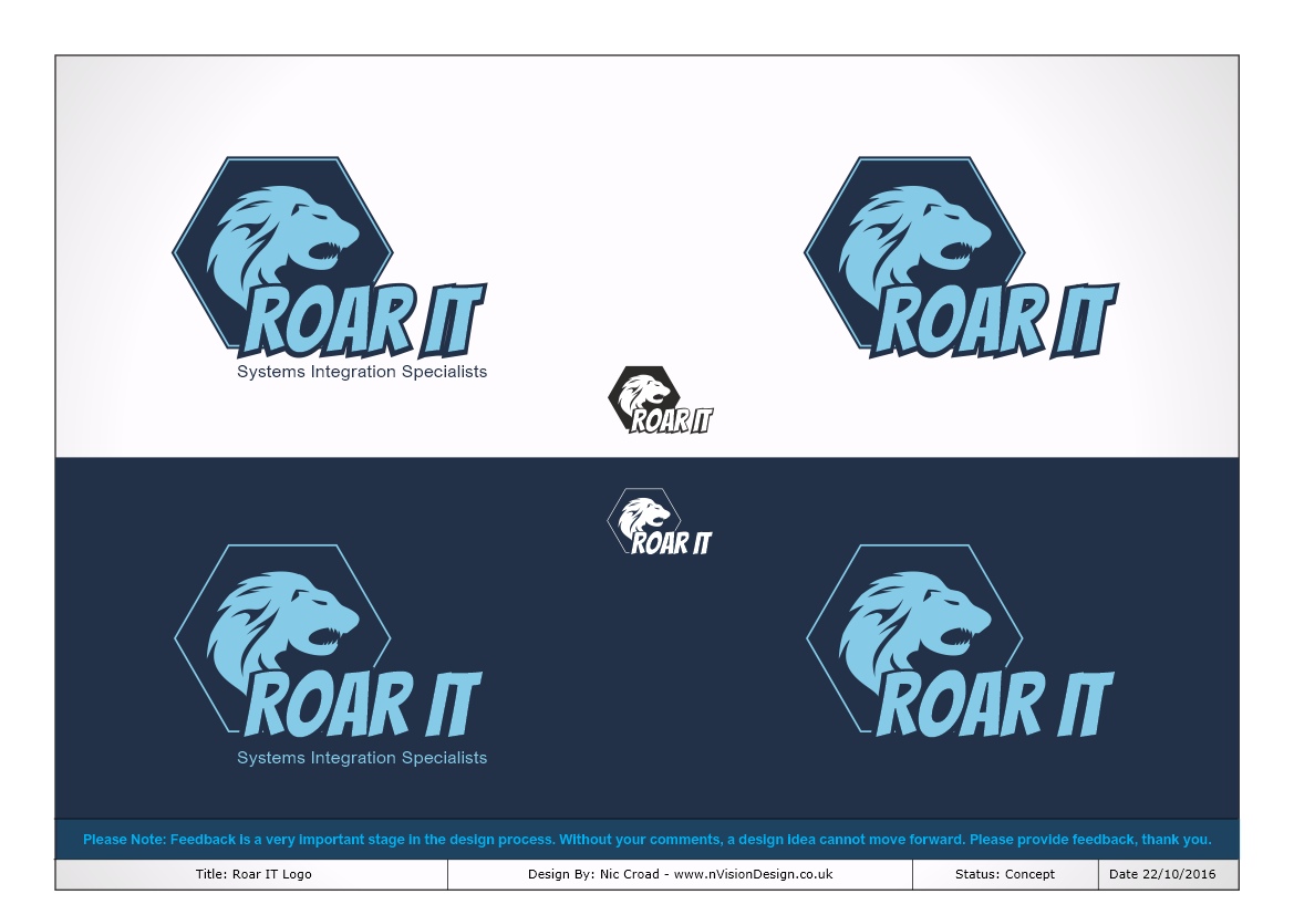 Logo Design by nvisiondesign.co.uk for Roar IT Ltd | Design #12456621