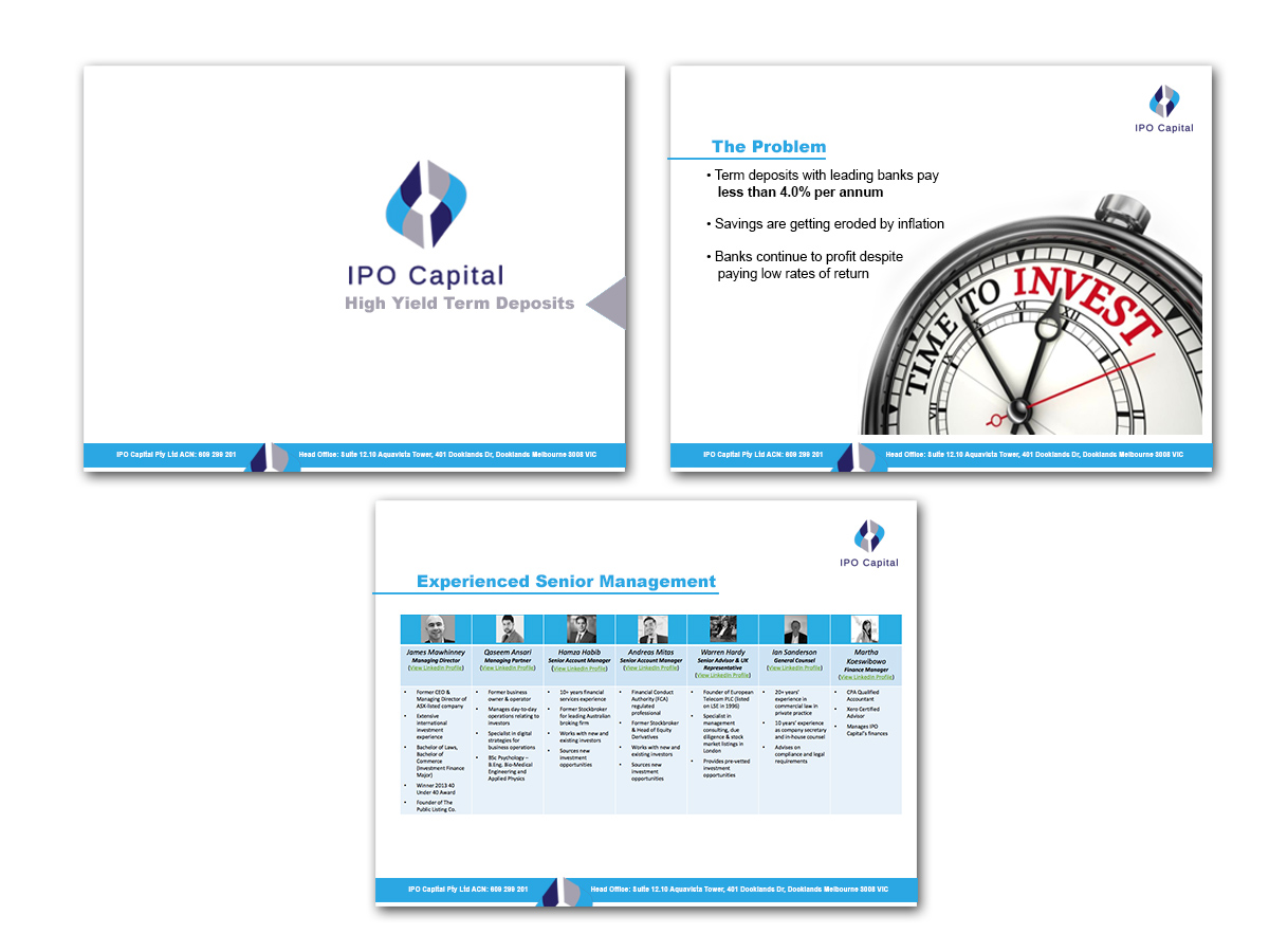 Design de PowerPoint par Vicez pour IPO Capital Pty Ltd | Design #12474028