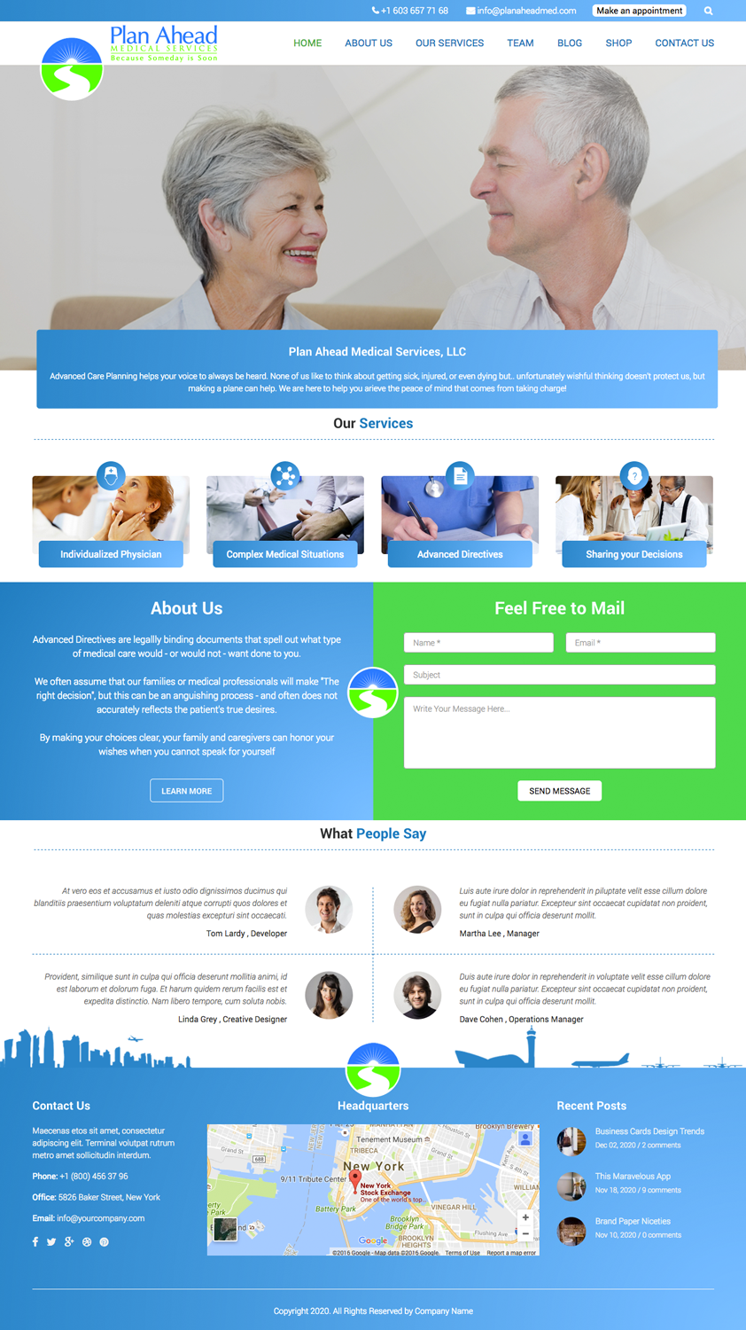 Design Wordpress par cCopilot pour Plan Ahead Medical Services | Design #12570552