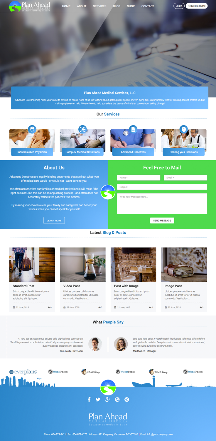 Diseño Wordpress por cCopilot para Plan Ahead Medical Services | Diseño #12570557