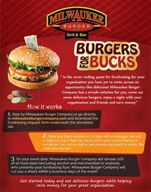 Burger Restaurant needs a poster to advertise fundraising opportunities | Diseño de Póster por jshan