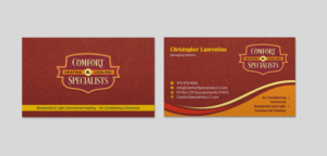 Business Card Design by INDIAN_Ashok for comfort specialists llc | Design: #12654554