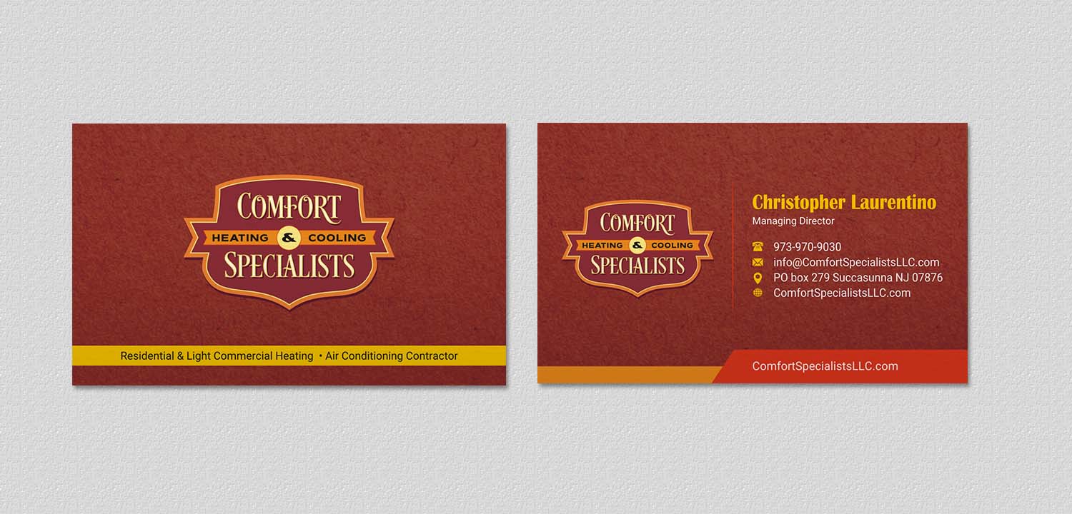 Visitenkarten-Design von INDIAN_Ashok für comfort specialists llc | Design #12654555