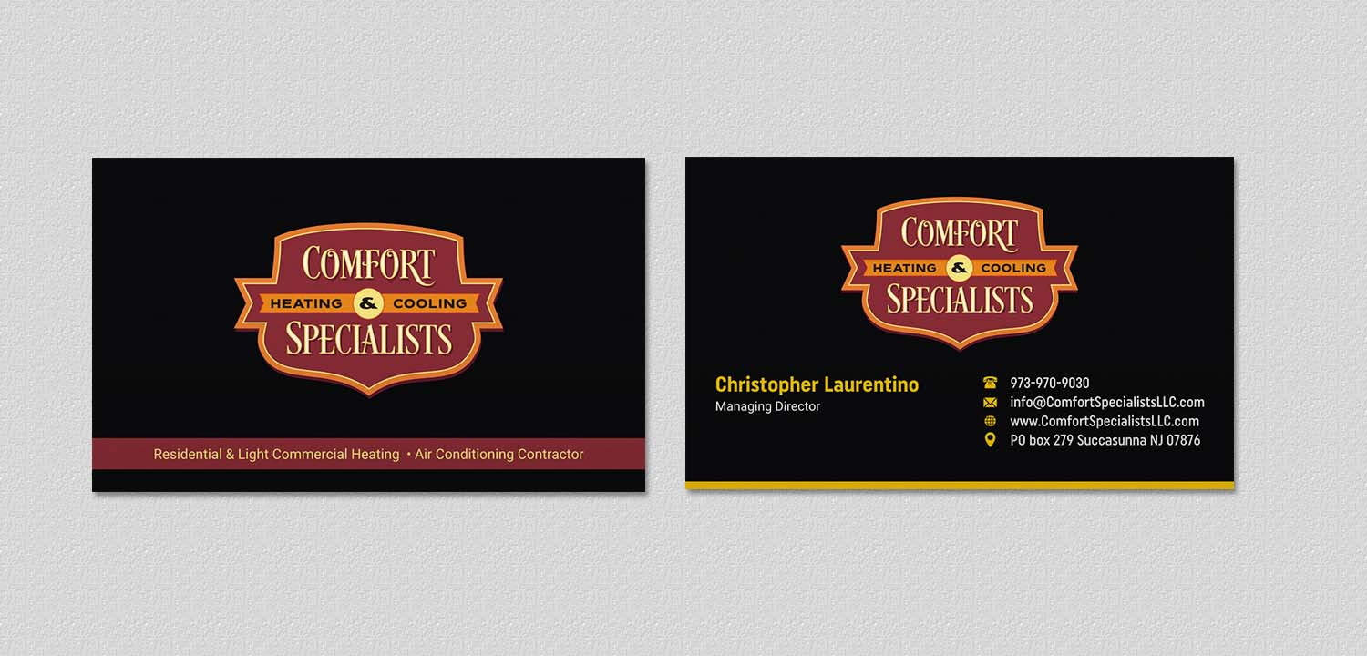 Diseño de Tarjeta de Presentación por INDIAN_Ashok para comfort specialists llc | Diseño #12654575