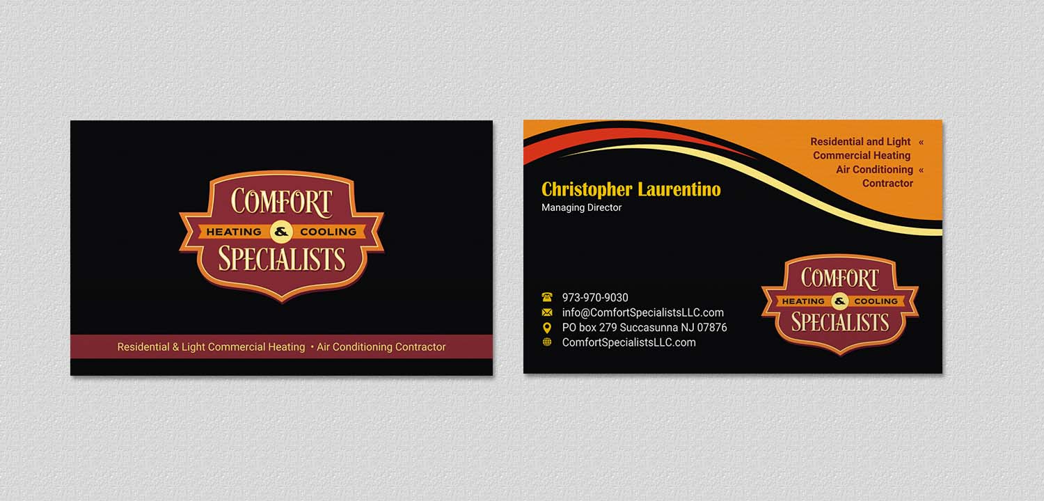 Business Card Design by INDIAN_Ashok for comfort specialists llc | Design #12654577