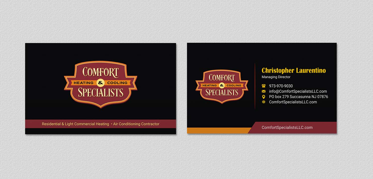Visitenkarten-Design von INDIAN_Ashok für comfort specialists llc | Design #12654581