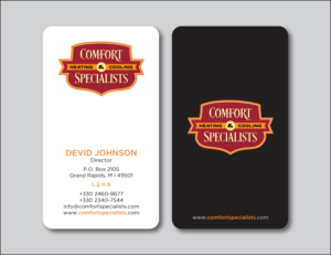 Visitenkarten-Design von Verified artistry (Design garden) für comfort specialists llc | Design: #12555095