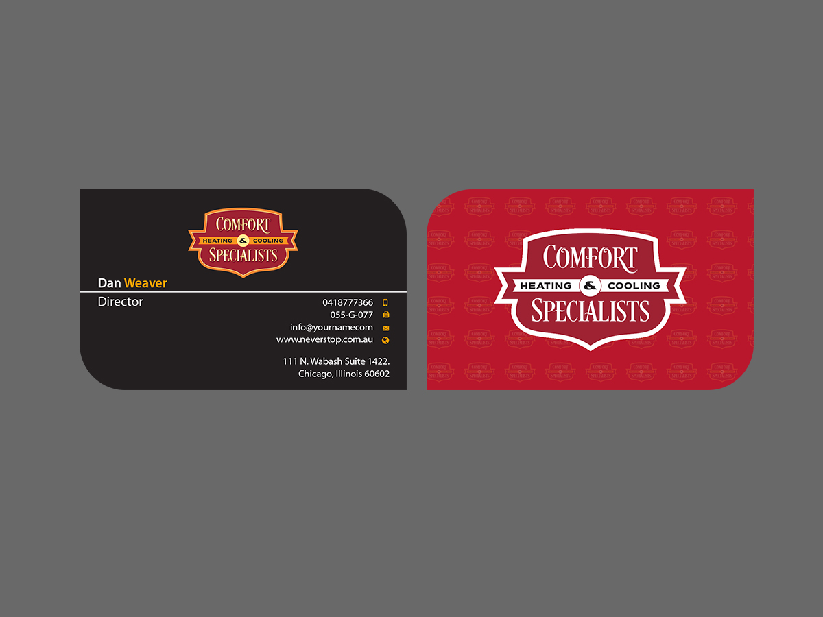 Business Card Design by Creations Box 2015 for comfort specialists llc | Design #12558245