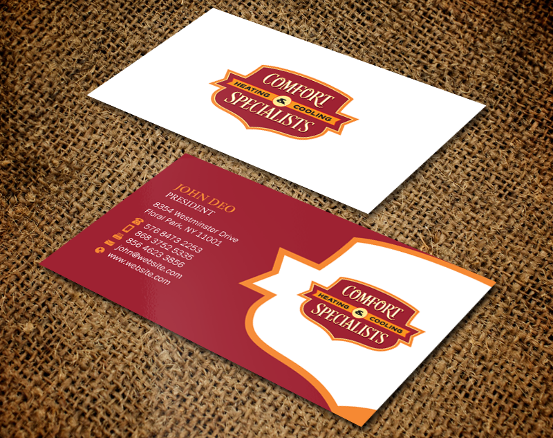 Diseño de Tarjeta de Presentación por Brand aid para comfort specialists llc | Diseño #12693379