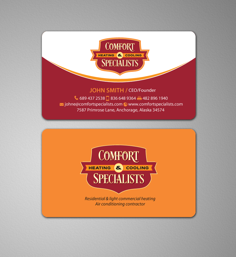 Business Card Design by chandrayaan.creative for comfort specialists llc | Design #12551280