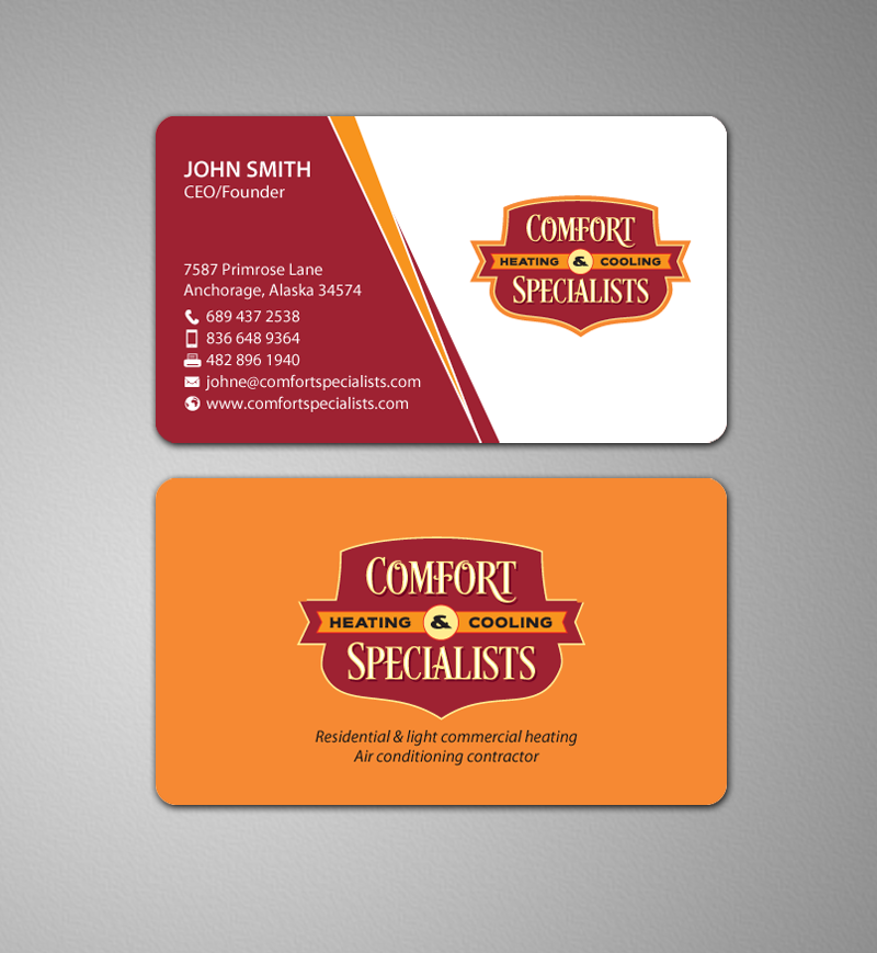 Business Card Design by chandrayaan.creative for comfort specialists llc | Design #12551283