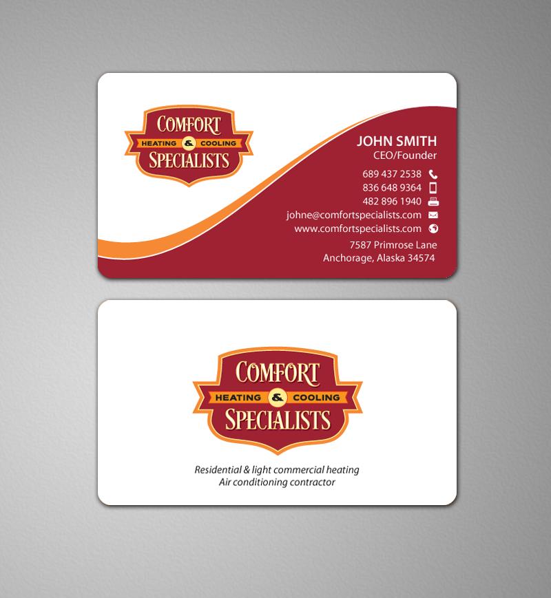 Business Card Design by chandrayaan.creative for comfort specialists llc | Design #12551362