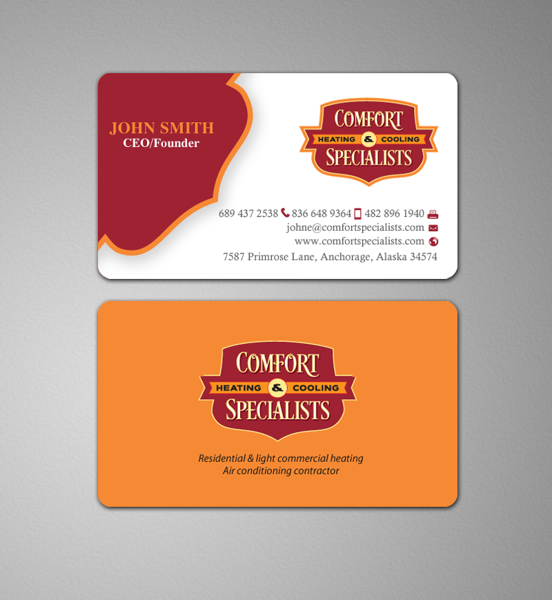 Business Card Design by chandrayaan.creative for comfort specialists llc | Design #12551363