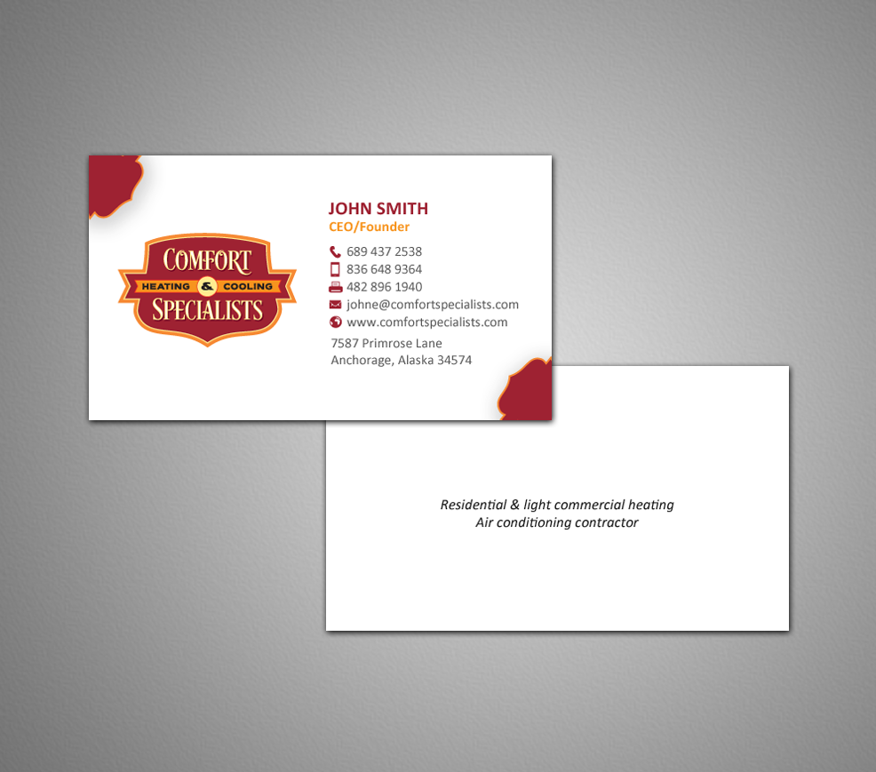Business Card Design by chandrayaan.creative for comfort specialists llc | Design #12551364