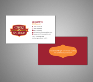 Business Card Design by chandrayaan.creative for comfort specialists llc | Design: #12551365