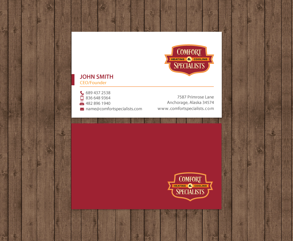 Business Card Design by chandrayaan.creative for comfort specialists llc | Design #12551552