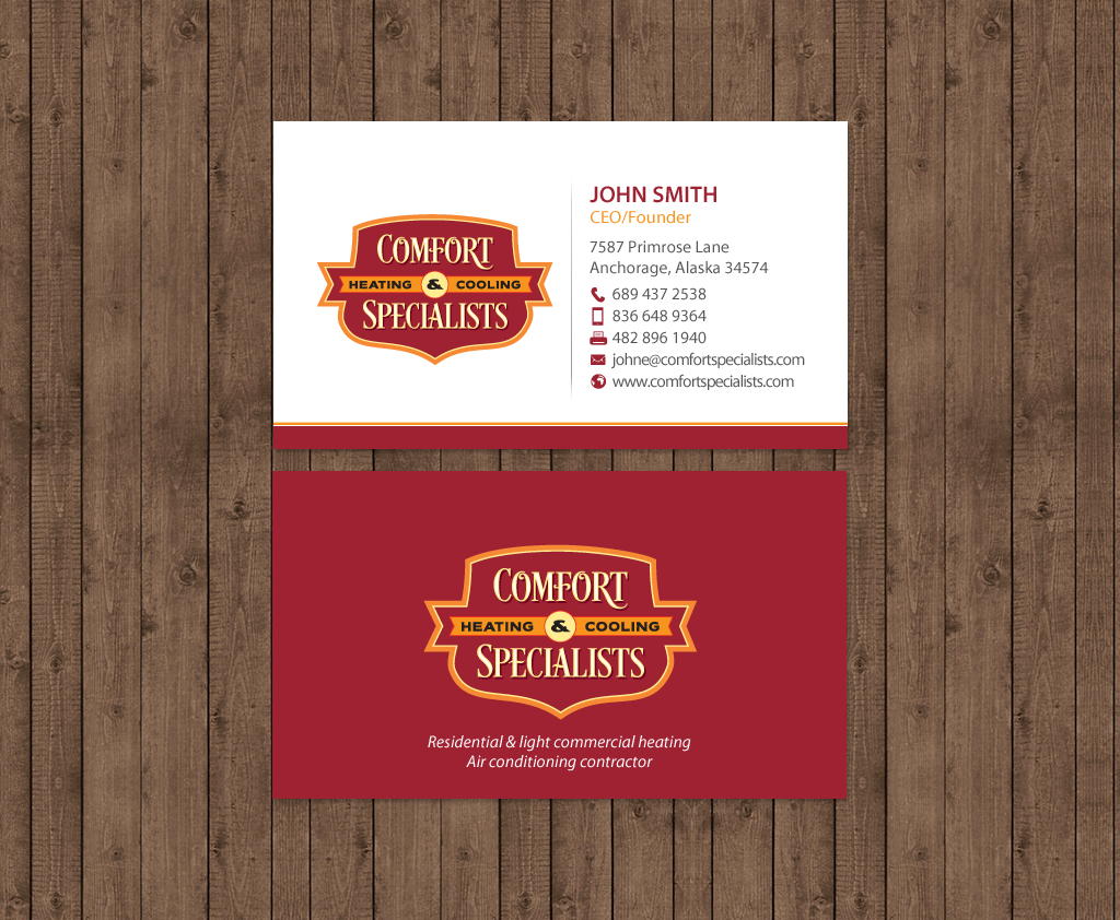 Business Card Design by chandrayaan.creative for comfort specialists llc | Design #12551557