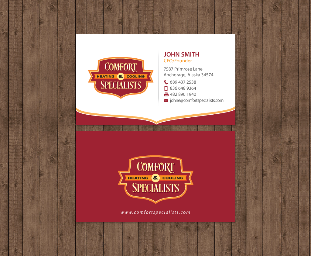 Business Card Design by chandrayaan.creative for comfort specialists llc | Design #12551565