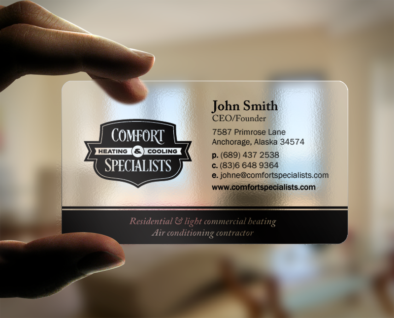 Diseño de Tarjeta de Presentación por chandrayaan.creative para comfort specialists llc | Diseño #12564179