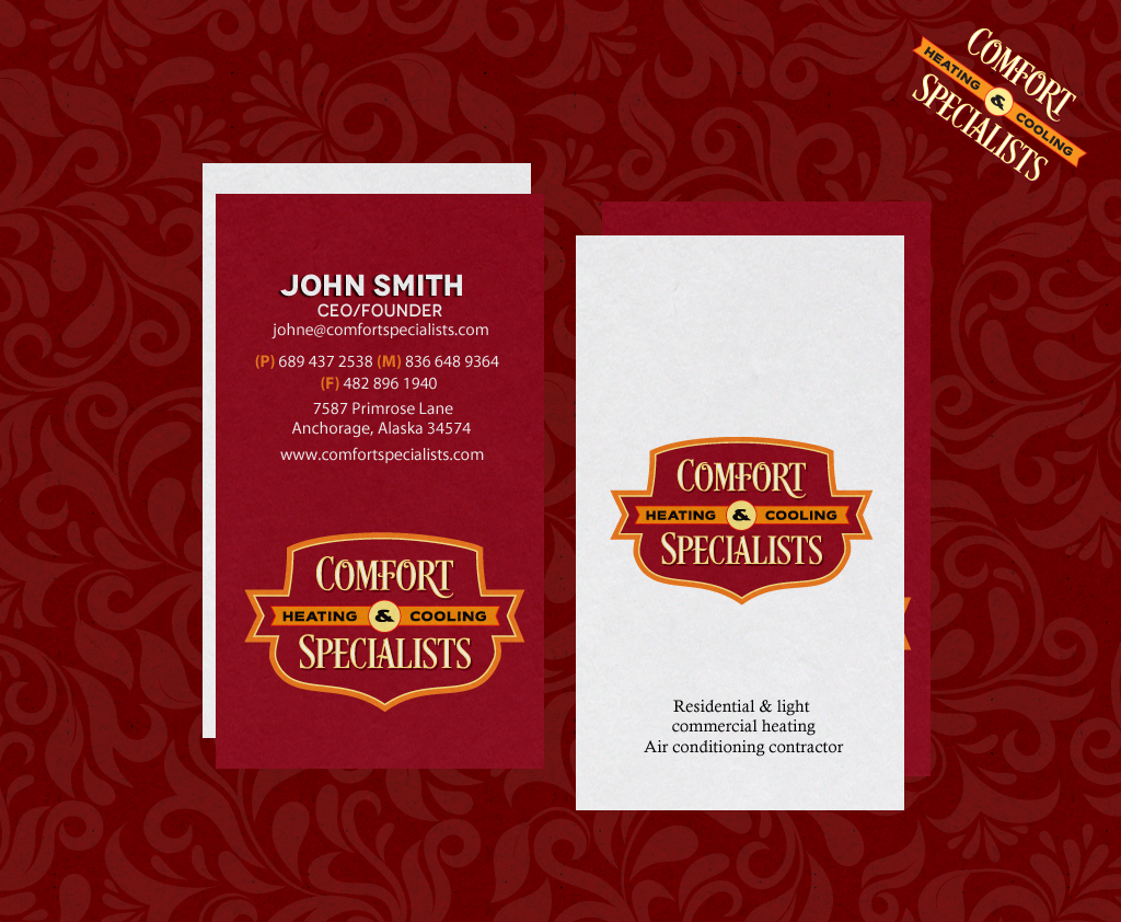 Business Card Design by chandrayaan.creative for comfort specialists llc | Design #12579889