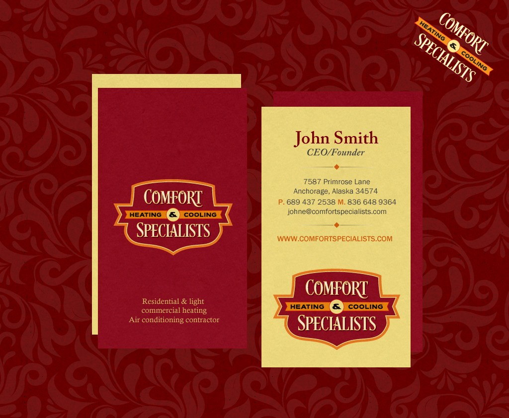 Business Card Design by chandrayaan.creative for comfort specialists llc | Design #12580078