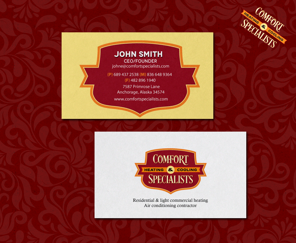 Business Card Design by chandrayaan.creative for comfort specialists llc | Design #12580204