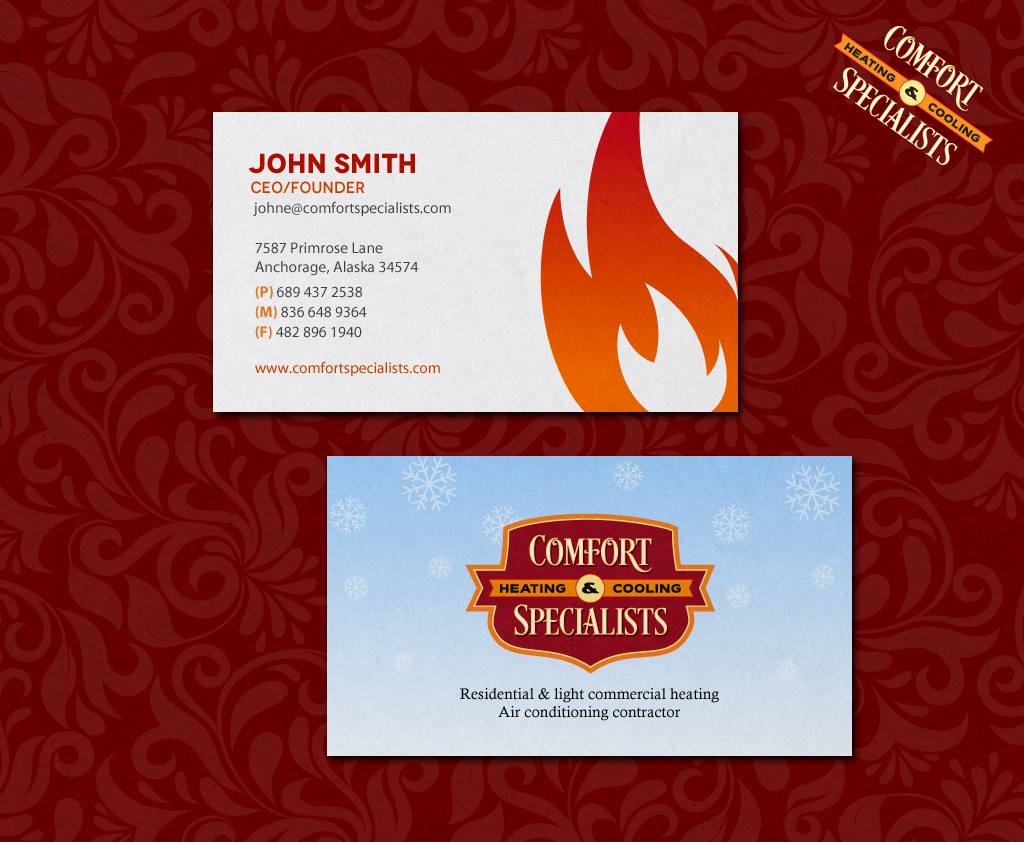 Business Card Design by chandrayaan.creative for comfort specialists llc | Design #12580437