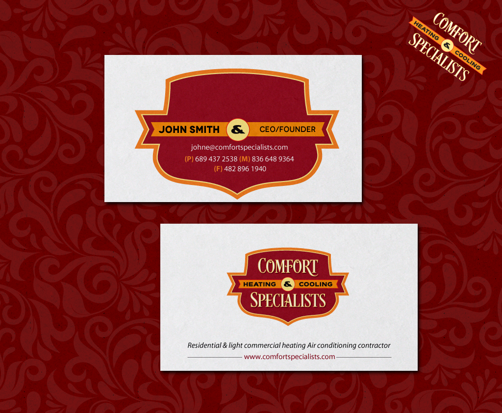 Business Card Design by chandrayaan.creative for comfort specialists llc | Design #12586883