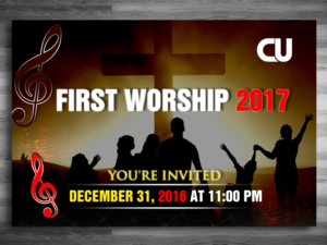 First Worship 2017 (an advertisement for a  musical  Christian presentation) | Diseño de Postal por innovative earth