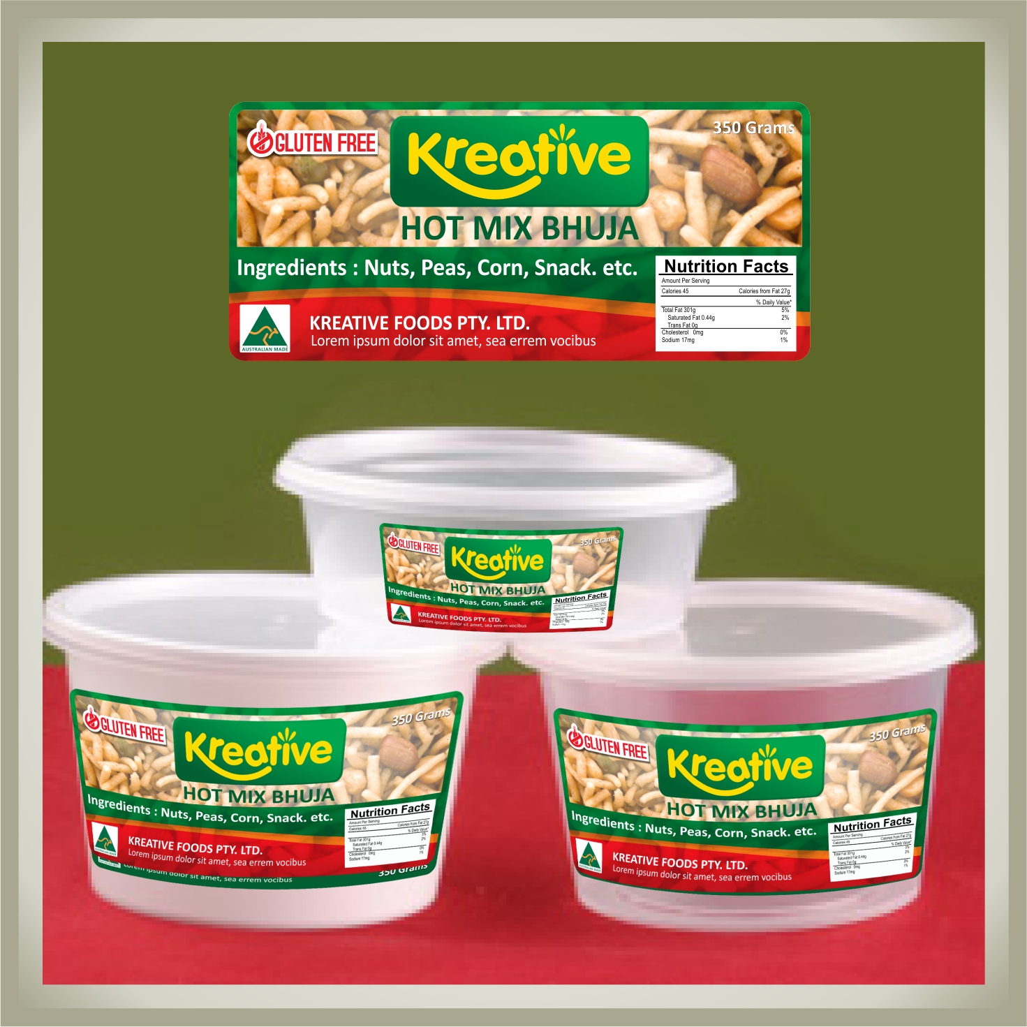 Diseño de Etiqueta por reyes graphic design para Kreative Foods Pty Ltd | Diseño #12759772