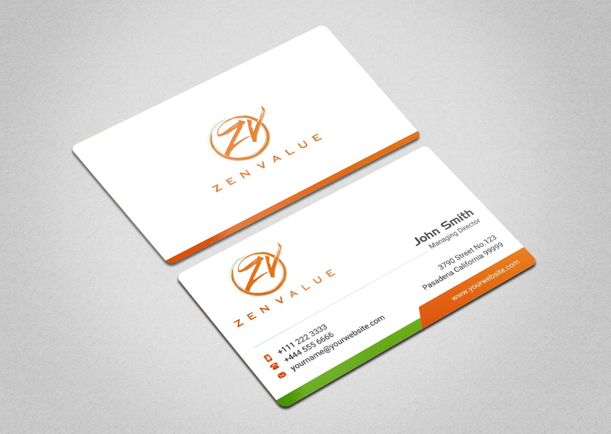 Business Card Design by INDIAN_Ashok for ZEN VALUE | Design #12628618
