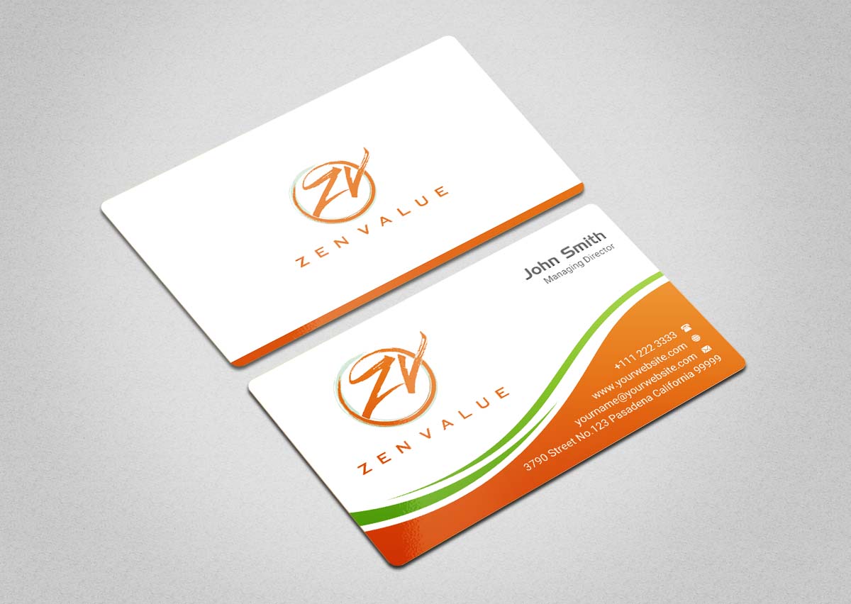 Business Card Design by INDIAN_Ashok for ZEN VALUE | Design #12628624