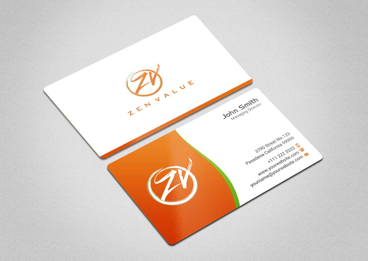 Business Card Design by INDIAN_Ashok for ZEN VALUE | Design #12628625