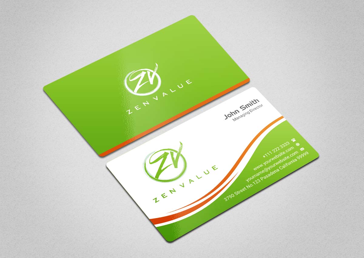 Business Card Design by INDIAN_Ashok for ZEN VALUE | Design #12628629