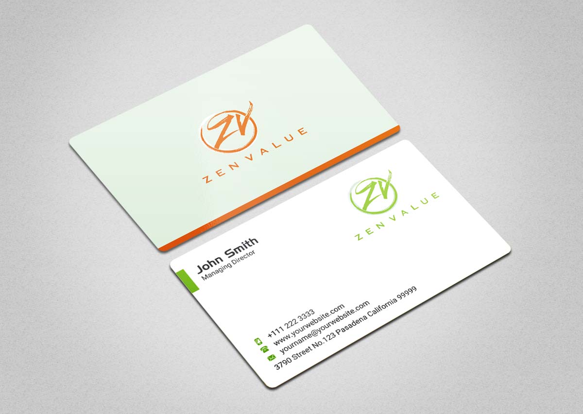 Business Card Design by INDIAN_Ashok for ZEN VALUE | Design #12628630