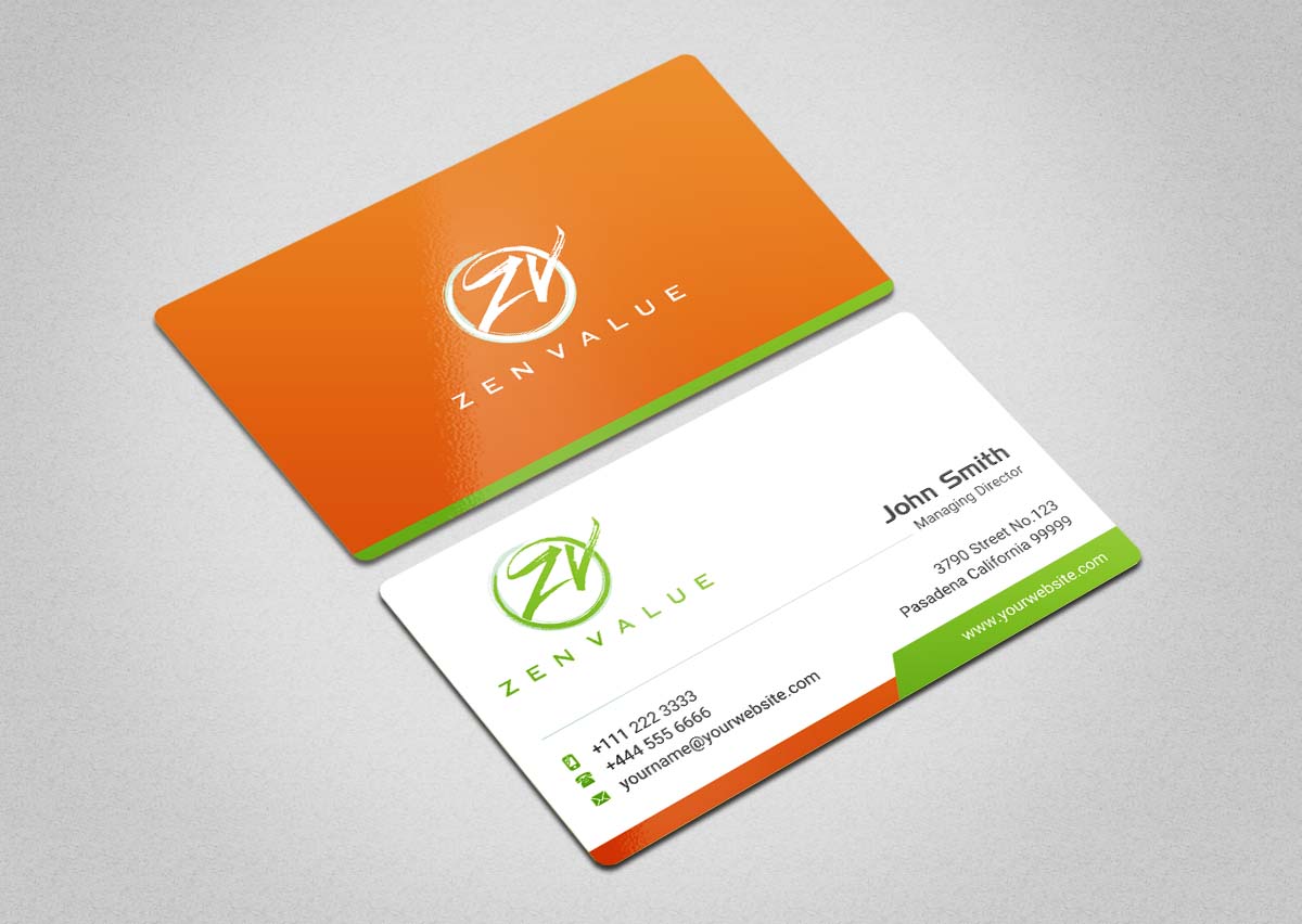 Business Card Design by INDIAN_Ashok for ZEN VALUE | Design #12628633