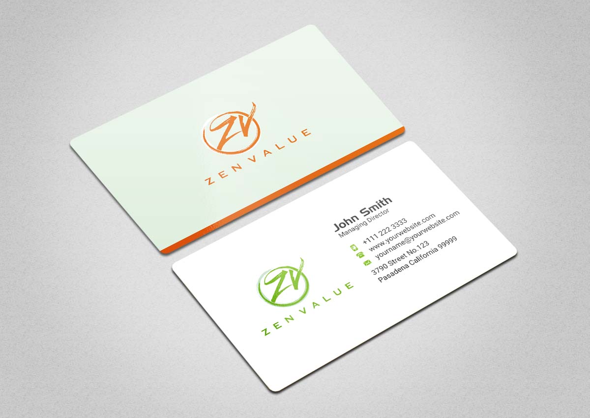 Business Card Design by INDIAN_Ashok for ZEN VALUE | Design #12628636