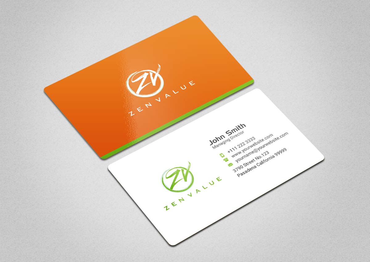 Business Card Design by INDIAN_Ashok for ZEN VALUE | Design #12628637
