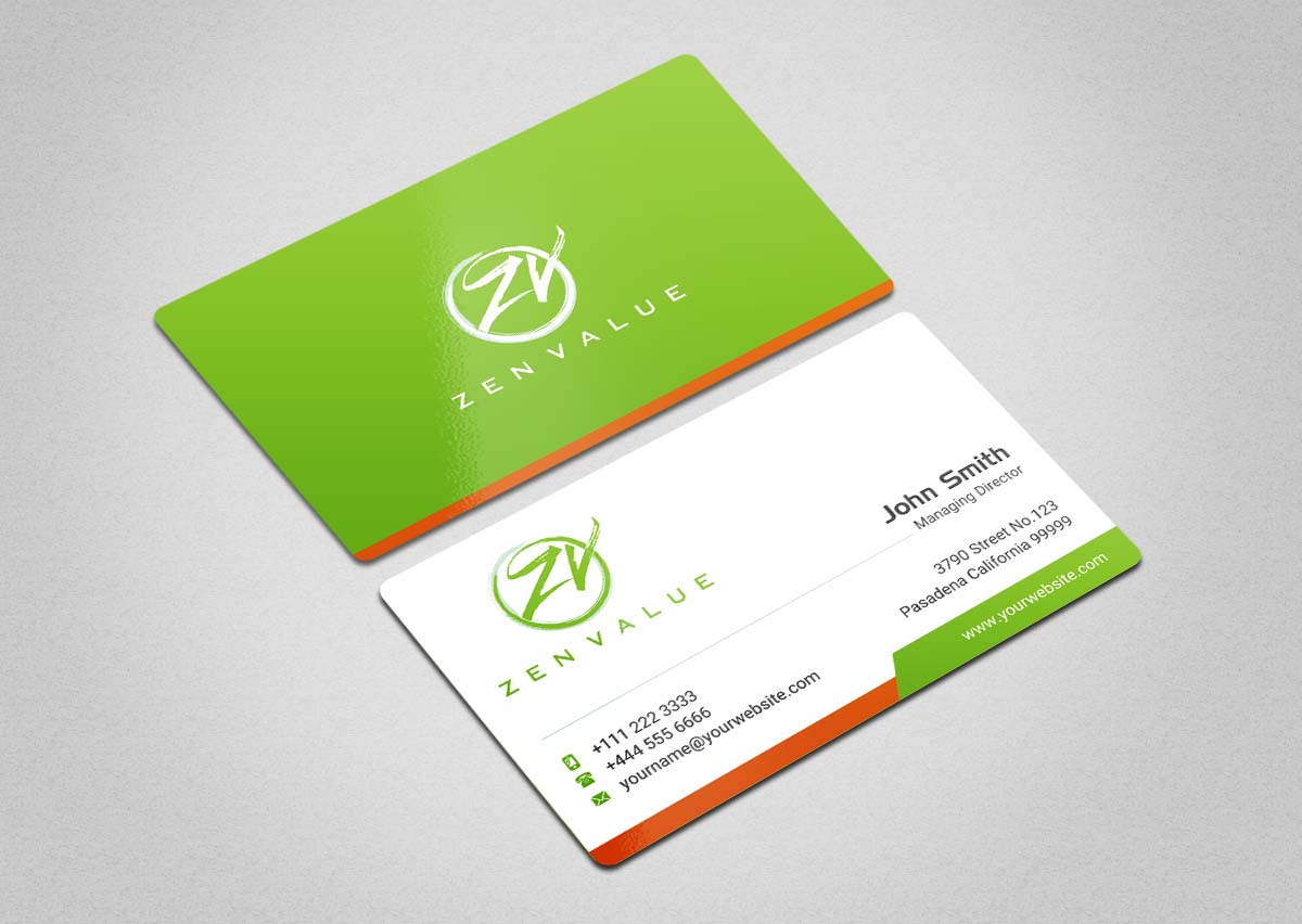 Business Card Design by INDIAN_Ashok for ZEN VALUE | Design #12628638