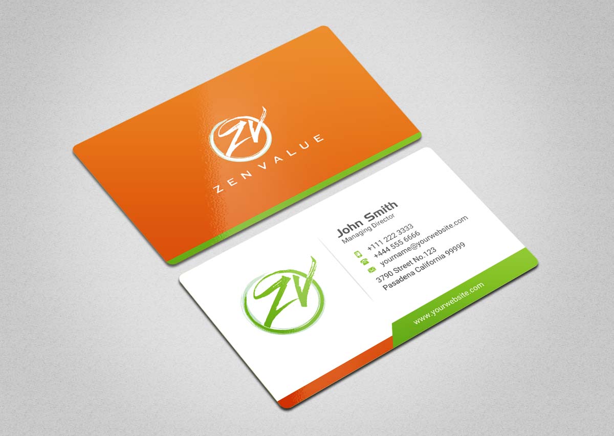 Business Card Design by INDIAN_Ashok for ZEN VALUE | Design #12628647