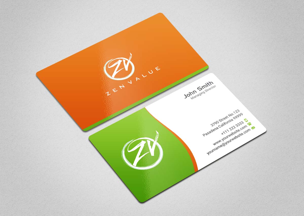 Business Card Design by INDIAN_Ashok for ZEN VALUE | Design #12628654