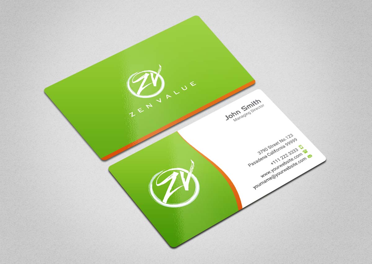Business Card Design by INDIAN_Ashok for ZEN VALUE | Design #12628660