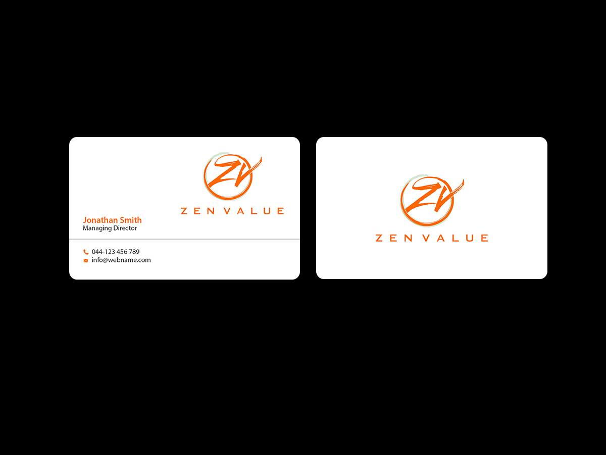 Business Card Design by Creations Box 2015 for ZEN VALUE | Design #12593724