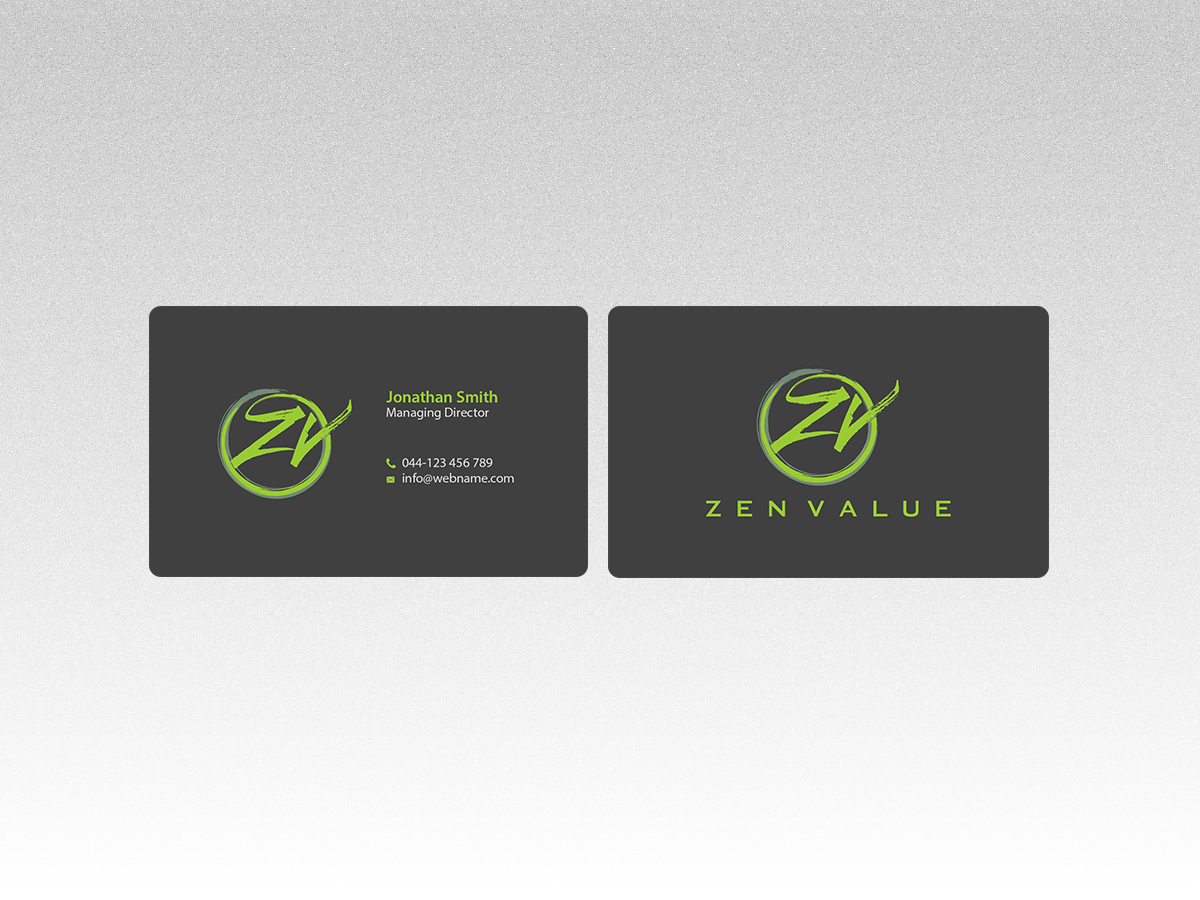Business Card Design by Creations Box 2015 for ZEN VALUE | Design #12593729