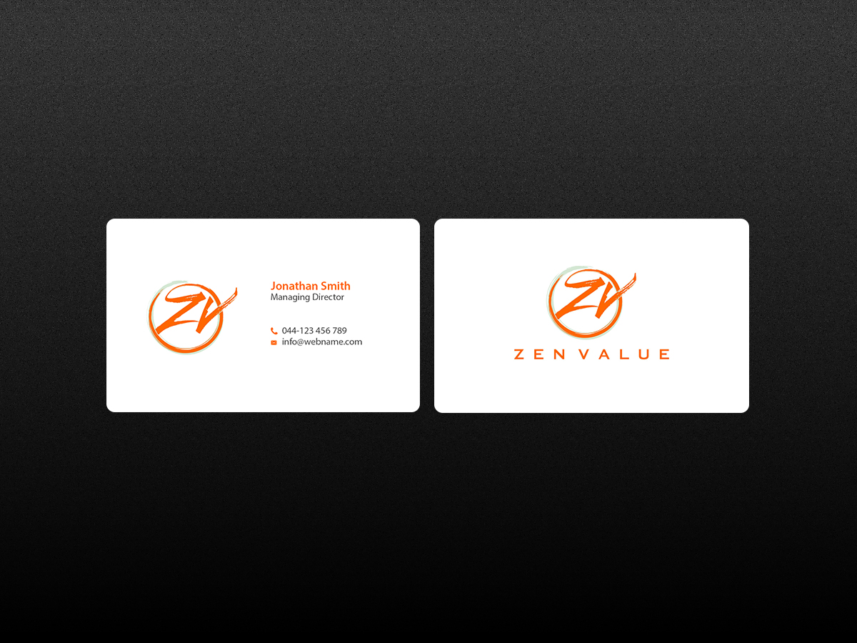 Business Card Design by Creations Box 2015 for ZEN VALUE | Design #12593730