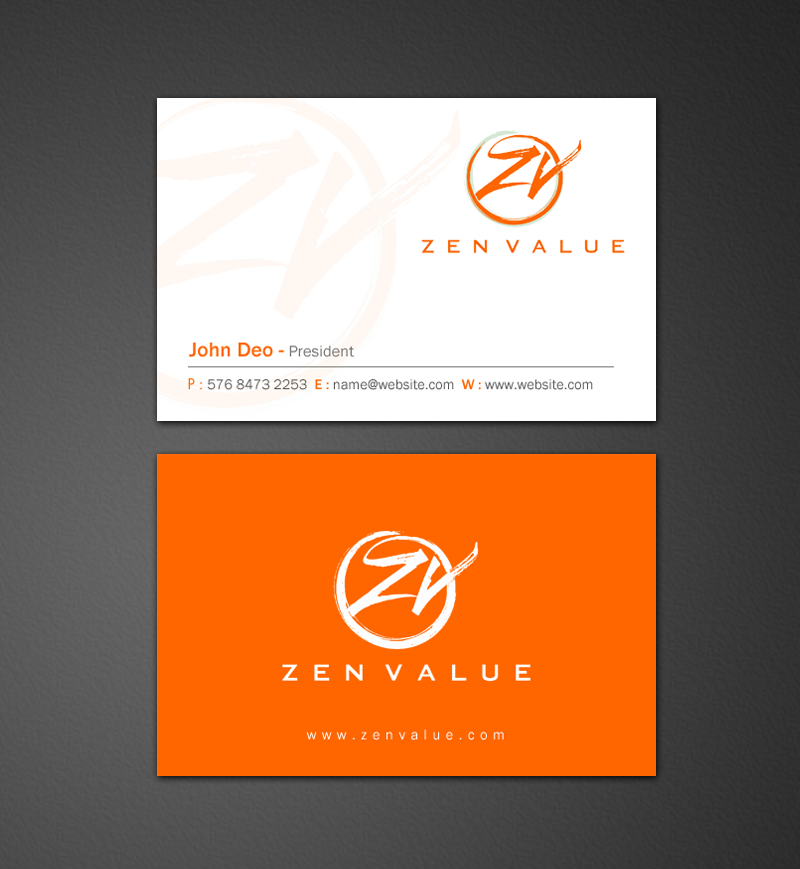 Business Card Design by Brand aid for ZEN VALUE | Design #12587209