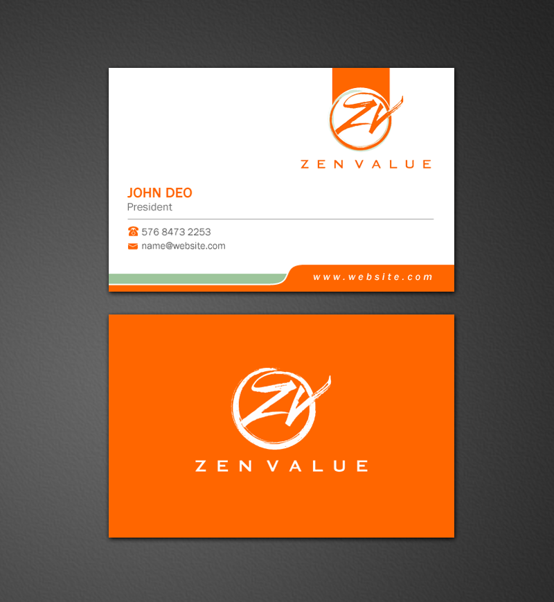 Business Card Design by Brand aid for ZEN VALUE | Design #12587223