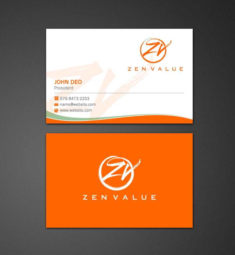 Business Card Design by Brand aid for ZEN VALUE | Design #12590514