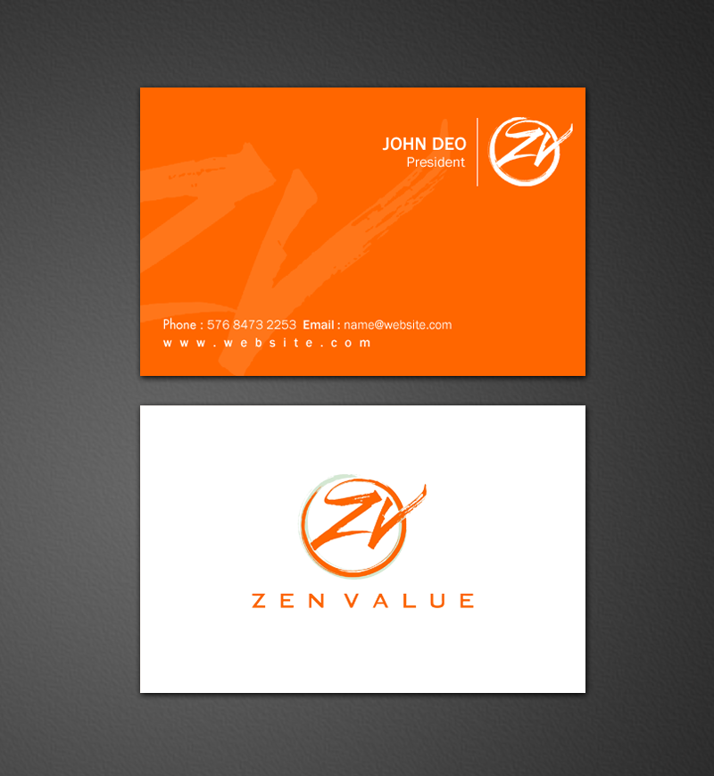 Business Card Design by Brand aid for ZEN VALUE | Design #12590516